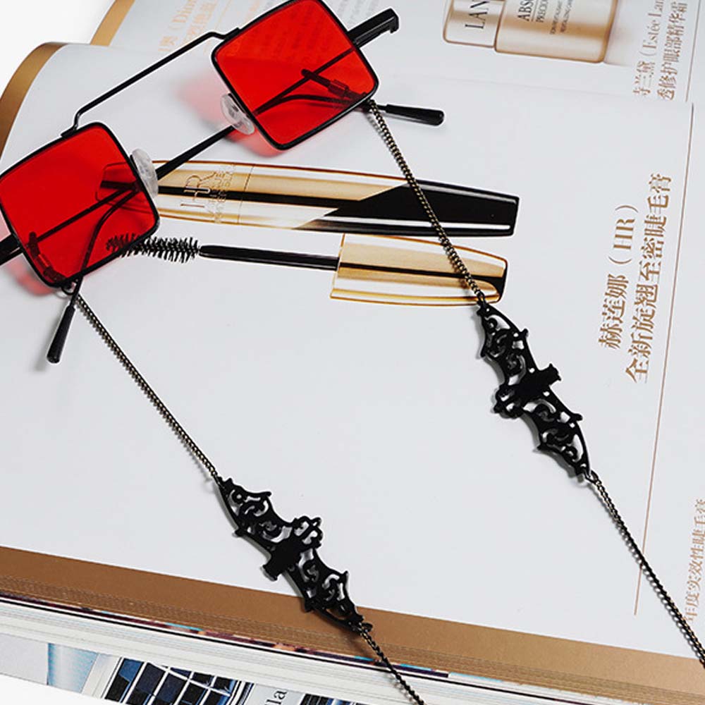 Mask Chain Holder - Modny, retro, ażurowy, czarny uchwyt w