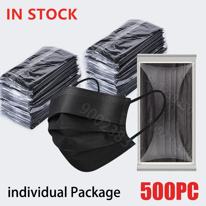 Disposable Surgical Mask - 50-500 sztuk, czarne, jednorazowe, certyfikowane maseczki